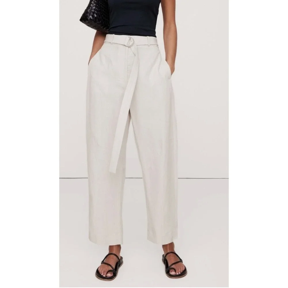 Banana Republic Pants Womens 14 (37x28) Seamed Peg High Rise Barrel Tencel Linen